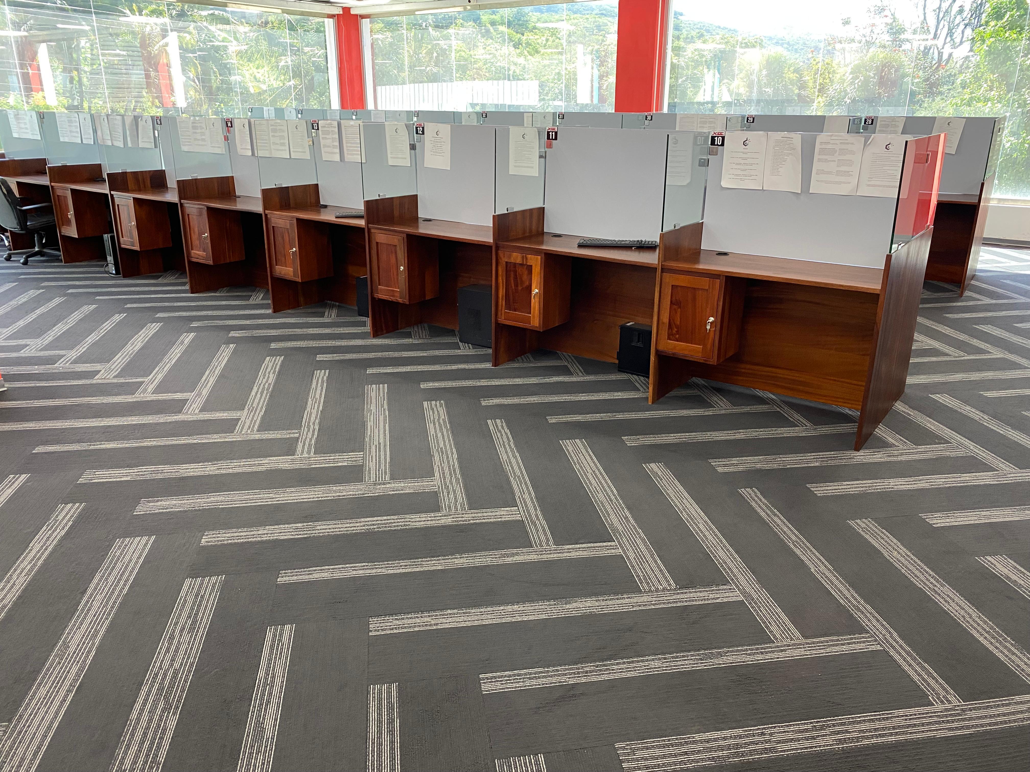 Cubicle row in production floor